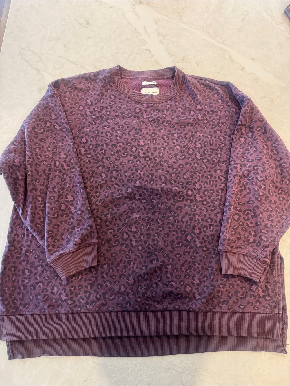 American Eagle Outfitters Purple Leopard Print Sweatshirt